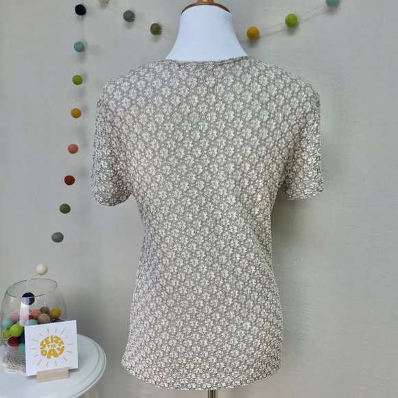 Clio Neutral Textured Career Top in Tan/Sand/Beige Color - Petite Medium - Picture 4 of 15